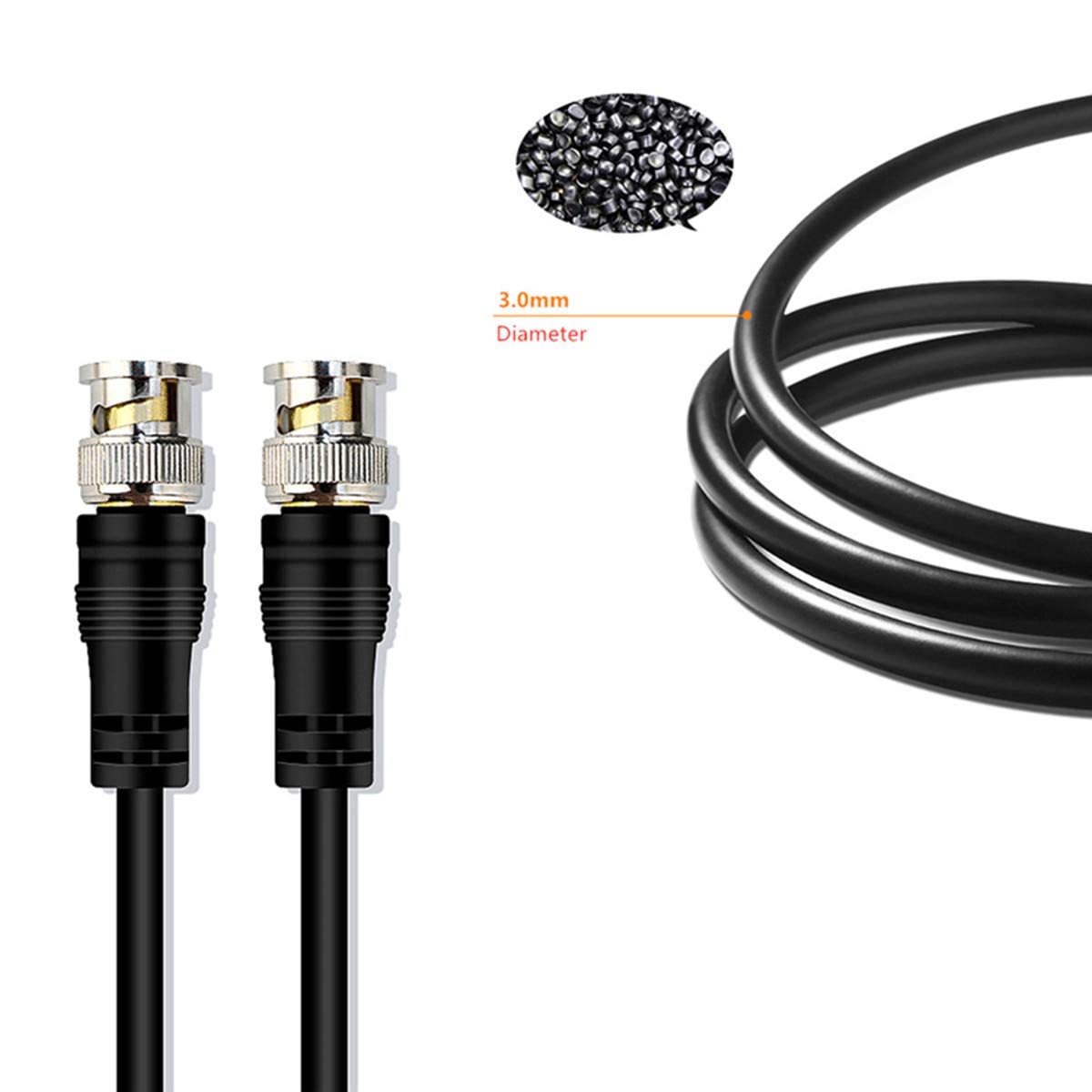 4-Pack BNC Male To Male Coaxial Cables - 6ft RG58 Patch Cords For CCTV Cameras & Video Equipment