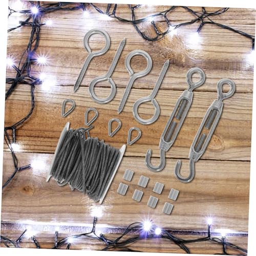 Kit de 23 piezas de cable de acero inoxidable para tensores para luces de cadena, accesorio para colgar en jardín al aire libre miniatura 4