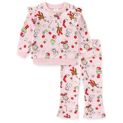 Dr. Seuss Grinch Baby Girls Christmas Sweatshirt and Flared Legging Pants Set for Infants
