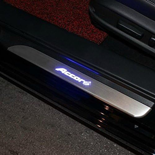 Highitem LED Light 4 Door Stainless Steel Door Sill Scuff Plate Cover for 2013 2014 2015 2016 Honda Accord