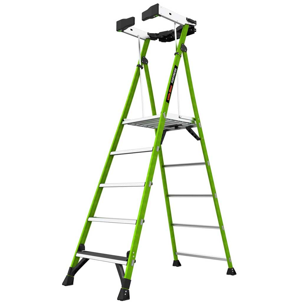 Little Giant Ladders 5 Tread Fortress GRP Fibreglass Platform Step Ladder, Platform Height 1.38m, Closed Height 2.81m