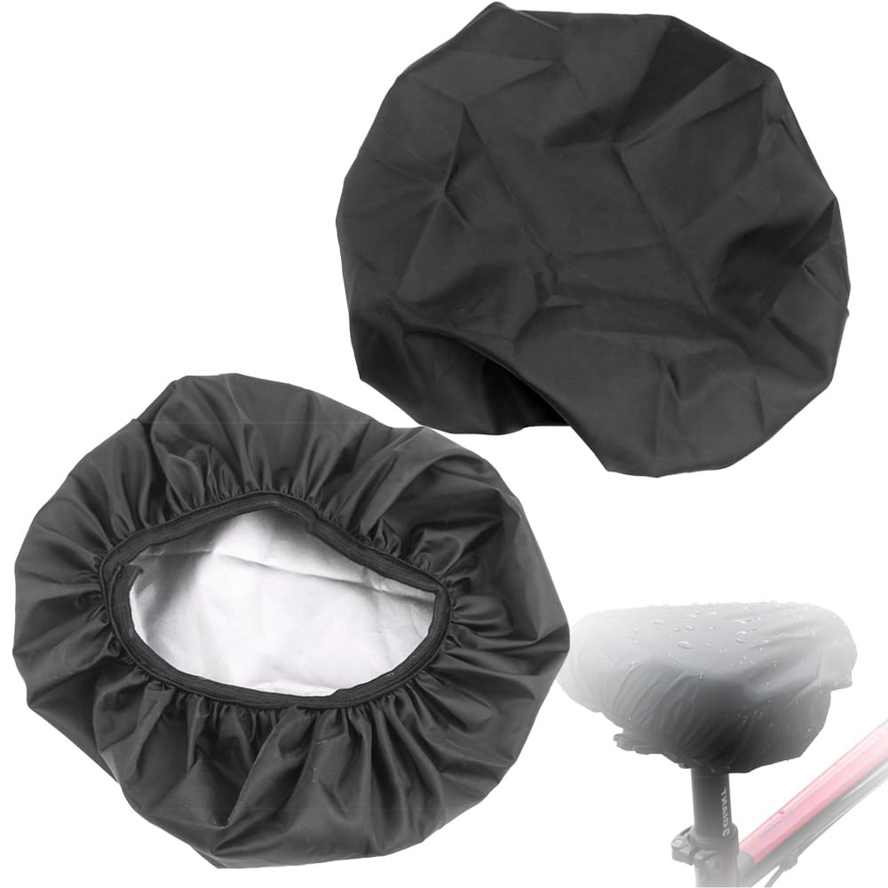 XINSHEYE サドルカバー サドルカバー 防水 自転車 2枚セット (ブラック) UVカット 汚れ防止 コンパクト 弾性ゴムバンド 電動自転車 装着簡単