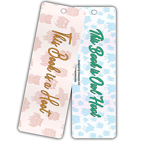 Creanoso Owl Bookmark Cards (12-Pack) – Premium Quality Set – Inspirational Book Reading Sayings For Kids, Teens, Book Lovers, Young Readers – Six Bulk Assorted Bookmarks Designs #TOP4