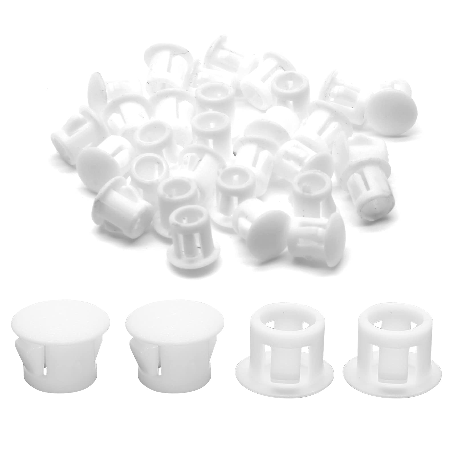 Suiwotin 30 tapones de plástico para agujeros blancos de 8 mm (5/16 pulgadas), tipo empotrado, tubo de bloqueo a presión, tapas de extremo para postes de valla de muebles (blanco Suiwotin 30 tapones de plástico para agujeros blancos de 8 mm (5/16 pulgadas), tipo empotrado, tubo de bloqueo a presión, tapas de extremo para postes de valla de muebles (blanco