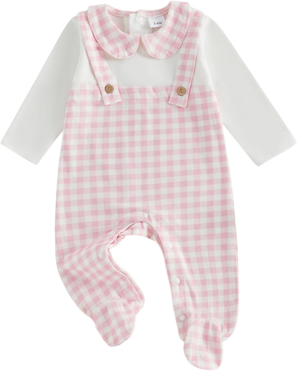 Preemie Baby Girl Boy Clothes Newborn Footed Romper Peter Pan Collar Onesie Footies Gingham Coming Home Outfit