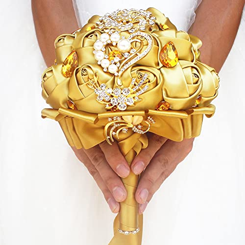 Image of Solid Color Double Faced Gold Satin Ribbon 1 /2 inch X 25 Yards, Ribbons Perfect for Crafts, Wedding Decor, Bow Making, Sewing, Gift Package Wrapping and More
