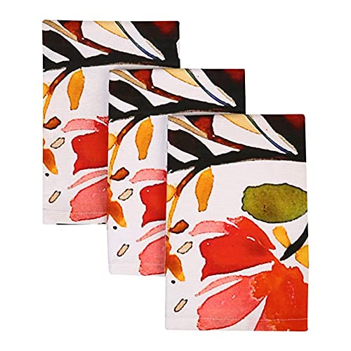 Cotton Carnival Tea Towels, Printed Kitchen Dish Cloth, 100% Ring Spun Cotton Towels, Super Absorbent Dish Towels of Size 17.7x27.5 in Floral Printed Soft Kitchen Towels Set of 3