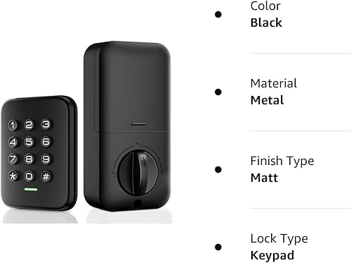 Miniatura 7 de Veise Cerradura de puerta de entrada sin llave, cerradura electrónica con teclado, bloqueo automático, cerraduras de puerta de contraseña