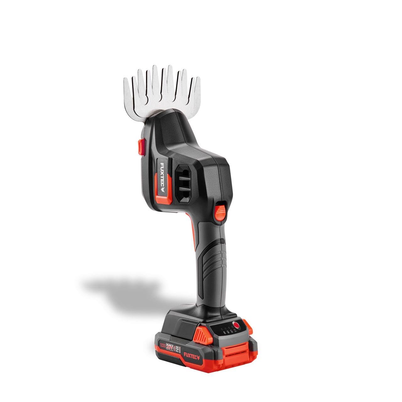 FUXTEC Akku Grasschere & Strauchschere FX-E1HHS20-SET • 20V Handheckenschere mit 2Ah Akku • 200mm Schwert • 105mm Rasentrimmer • 80 Min Laufzeit • inkl. Ladegerät