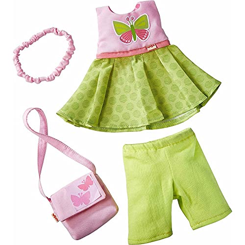 HABA 304253 - Kleiderset Schmetterling, Set aus Kleid, Hose, Handtasche und...