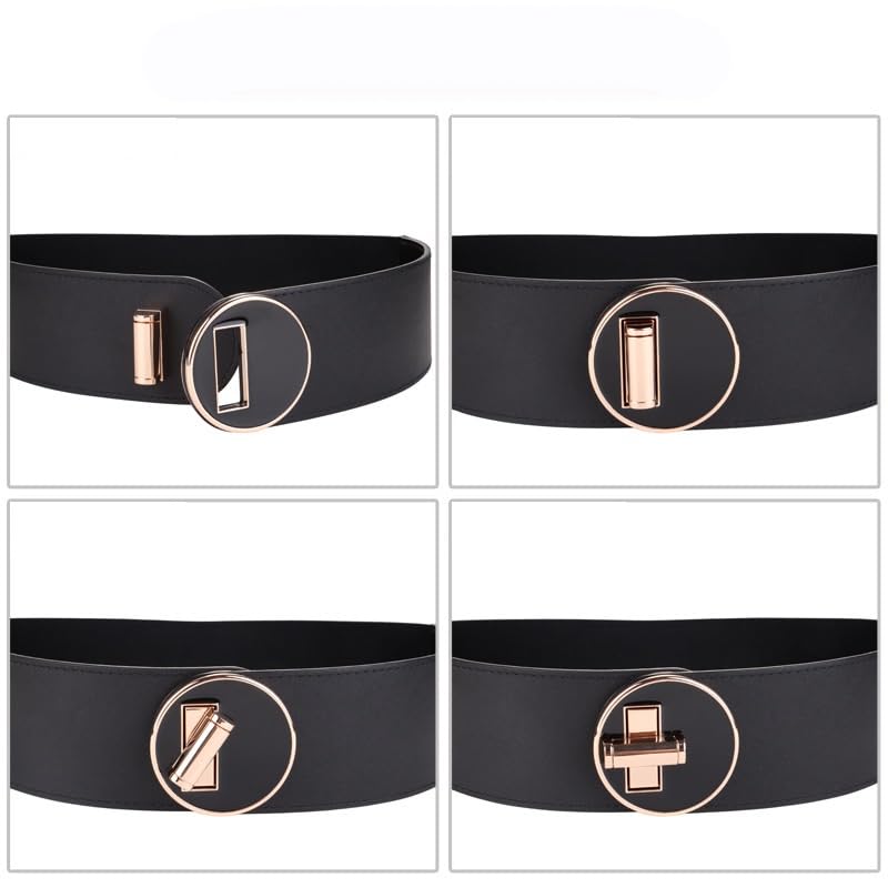 Wide Waistband Women's Elastic Decorative Dress with Suit Coat Waist Closure and Waist Closure(D)3