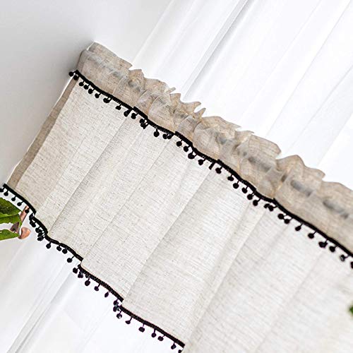 Cortinas modernas para ventanas pequeñas y cenefas decorativas de lino 4