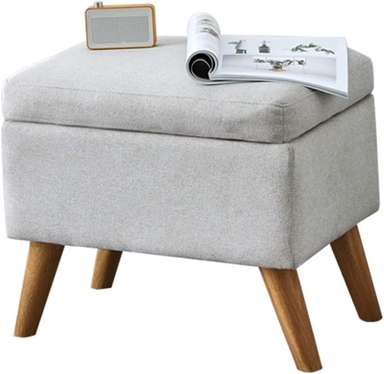 DASHADAO Footstools Multi-Function Solid Wood Storage Stool Living Room Home Coffee Table Stool Fabric Change Shoes Stool Storage Stool (Size:51 * 37 * 44cm)