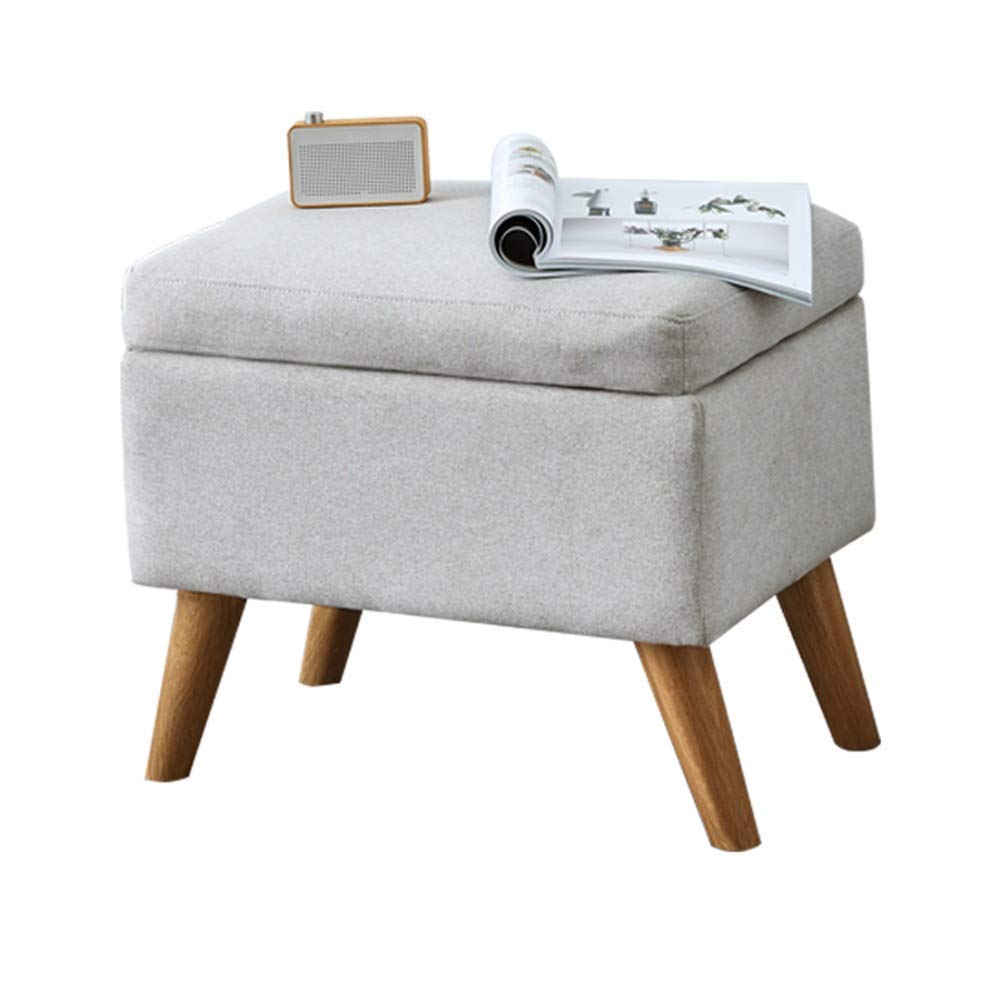 Tabouret de rangement en bois massif DASHADAO banquette coffre 51x37cm