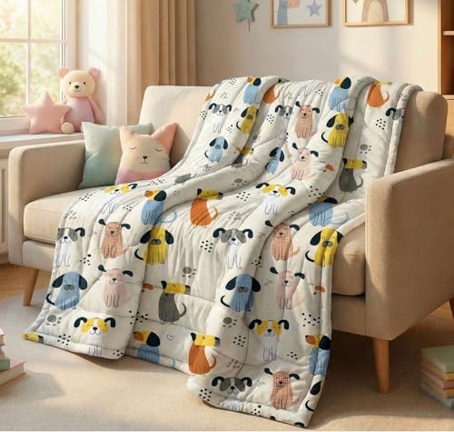 Image of BSB HOME 220 GSM Cotton Reversible AC Comforter | Kids Printed Winter Quilt /Duvet for Single Bed | Soft Warm Cozy Blanket | Size 60 x 86 Inches (152 x 218 cm) (Off White)