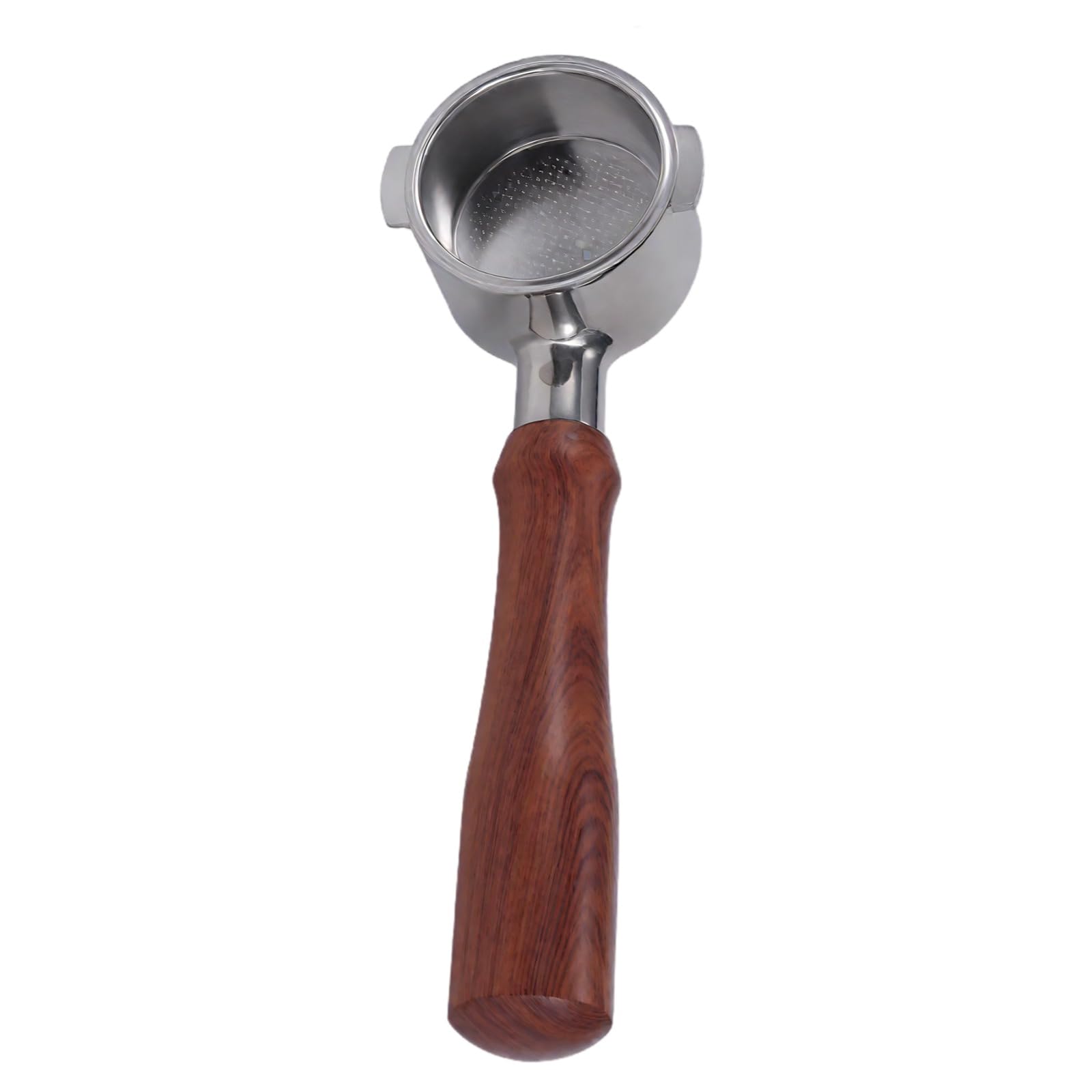 Portafiltro senza fondo da 2 pollici per De'Longhi, manico per caffè a 2 orecchie in acciaio inox con impugnatura in legno, doppio cestino e schermo diffusore inclusi, lunghezza 9.1 in / 23 cm
