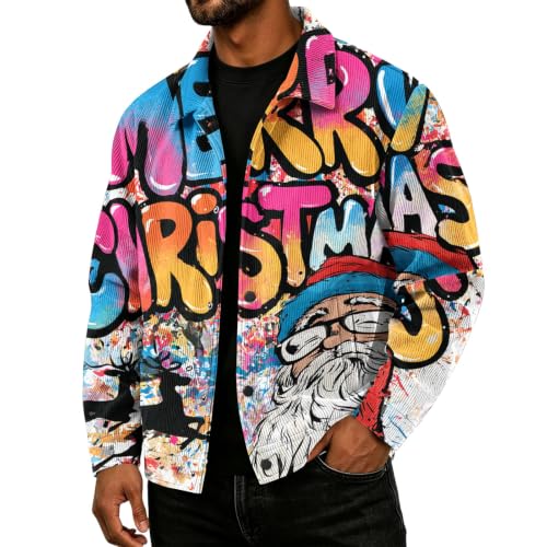 Mens Shirt Jacket Christmas Print Streetwear Comfortable Loose Shacket - image 2