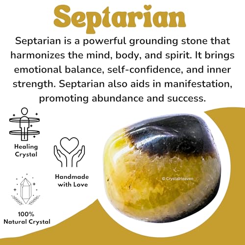 Image of Certified Septarian Crystal Healing Tumbled Stone, Natural Polished Crystals for DIY Crafts, Manifestation, Meditation, Pooja Feng Shui and Reiki Healing (30 Grams)