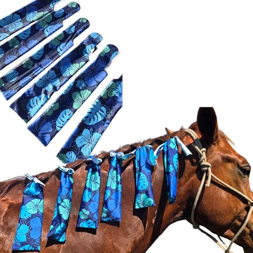 Ranch Hand Horse Mane Bags - Protect Horse's Mane from Wind, Sun & Mud - Prevents Tangles, Rubbing Out and Breakage - Made with Nylon - Easy to Use and Washable - Set of 6 (Beachin)