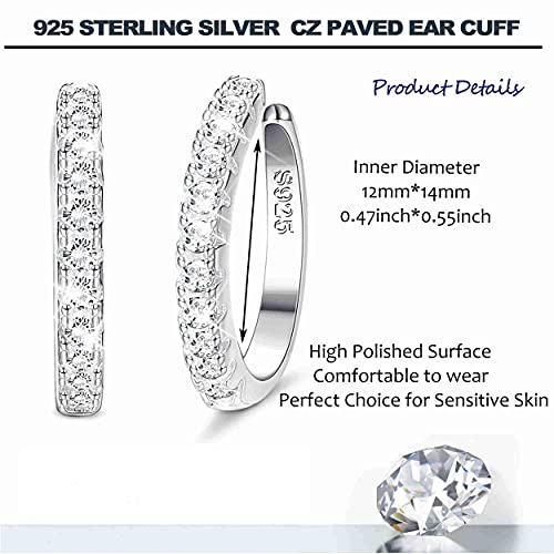 Sllaiss Minimalist 12Mm Ear Cuff Cubic Zirconia 925 Sterling Silver Cuff Earrings For Women Cz Pave Non Pierced Ear Cuff 18K Gold Plated #TOP3