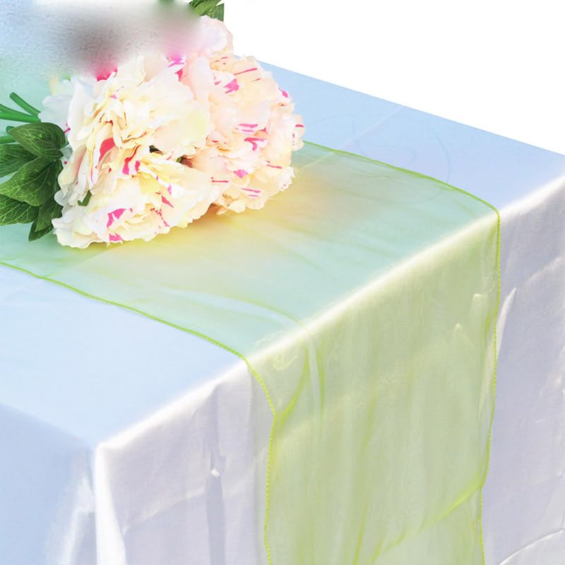 ERRVA Runner da tavolo in organza velata 50 pezzi 30x275 cm decorazione della casa fiocchi per sedie decorazione del telaio per banchetti di feste decorazione della tavola di nozze-verde oliva
