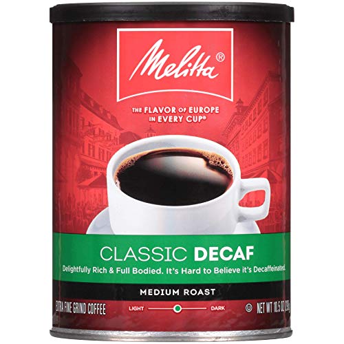 Melitta Classic Decaf Coffee, Medium Roast, Extra Fine Grind, 10.5 Ounce Can (Pack of 6) 63 Ounces Total
