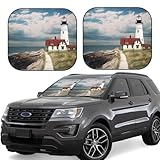 2 Piece Car Windshield Sun Shade Lighthouse Backdrop Foldable Auto Front Window Sun Shield Heat and UV Rays Sunshade for Car Front Window Keep Cool and Protect Interior Accessories