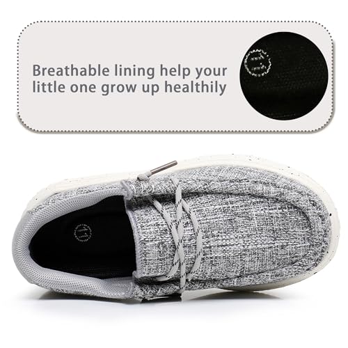 Apakowa Kids Boys Girls Loafers Slip-On Lightweight Comfortable Shoes (Toddler/Little Kid/Big Kid) Grey thumb #3