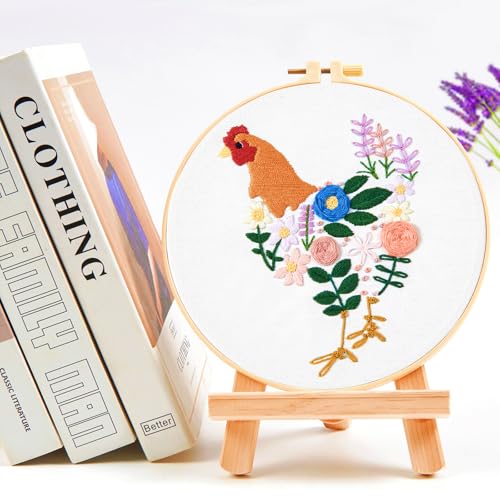 Image of Crafmanoe Hand Embroidery Kits for Beginners Adults, Floral Stamped Cross Stitch Kits for Beginners Adults, Funny Embroidery Set Needlepoint Starter Kits, Embroidery Hoops, Fabric and Video Tutorial