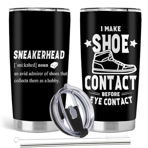 Absacie Sneaker Head Gifts for Men Sneakerhead Gifts 20oz Stainless Steel Tumbler with Lid Straw