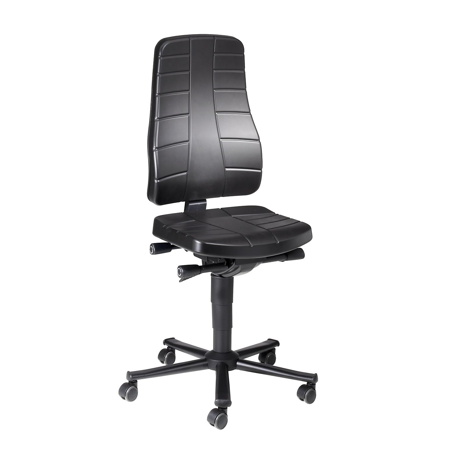 bimos Siège d'atelier à fonctions ergonomiques - avec roulettes - mousse PU noire - chaise chaise d'atelier chaises chaises d'atelier siège d'atelier siège pivotant sièges d'atelier sièges pivotants Chaise d'atelier Chaise de bureau Chaises d'atelier