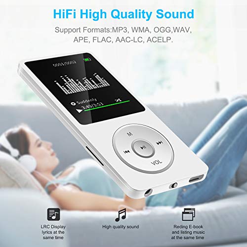 Aigital MP3 Player,16GB Portable MP3/MP4 Music Player HiFi Lossless Sound with Built-in Speaker, Voice Recorder, Photo Viewer, Video Player and the Games,Support up to 128GB TF Card(Include Earphones)