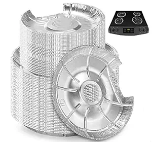 Yesland 100 Pack Stove Burner Covers, Disposable Round Burner Bibs for Electric and Gas Range Stoves, Aluminum Foil Stove Bib Liners for Keeping Stove Clean from Oil & Food Drips(6 & 8 Inches)