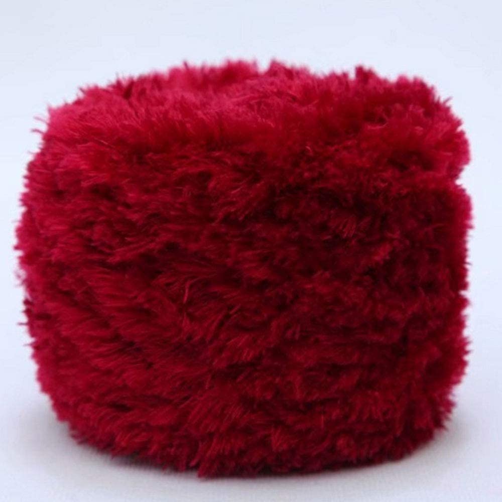 200g DIY Tejer Hilo de Felpa Hilo de Pestañas Peludas Suéter de Ganchillo Bufanda Hilo de muñeca Hilo de Piel Sintética Hilo de Novedad Manta Fuzzy Almohada Hilo Textil para el hogar (Color : Wine Red