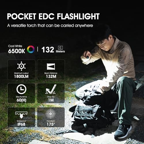 WUBEN E7 1800 Lumen Mini Flashlight with Magnet - Super Bright 6 Modes EDC LED, Type-C Rechargeable, IP68 Pocket Light for Headlamp Use, Rescue, Camping - Image 2