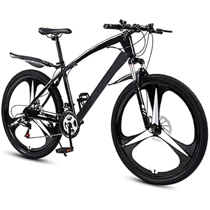 26 Zoll Mountainbikes, Dual Disc Brake Hardtail Mountainbike, Unisex Outdoor Fahrrad, Vollgefederte MTB Bikes, Outdoor Rennradfahren, 24 Geschwindigkeit, Schwarz 3 Speichen Outdoor Riding