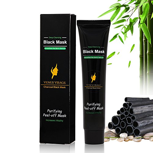 Venus Visage Black Mask,Blackhead Remover Mask,Purifying Peel-off Mask with Activated Charcoal,Deep Cleasing Facial Mask,Shrinking Pores,Brighten Skin,1 tube 60g (black)
