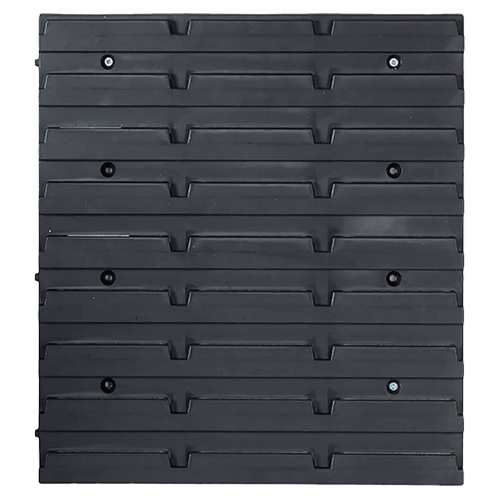 39-teiliges Aufbewahrungsbehälter-Set mit Wandplatten für Werkstatt Garage und Hobbyraum Rot Schwarz, stapelbare Kunststoffboxen mit Etiketten, Erweiterbar, einfache Montage