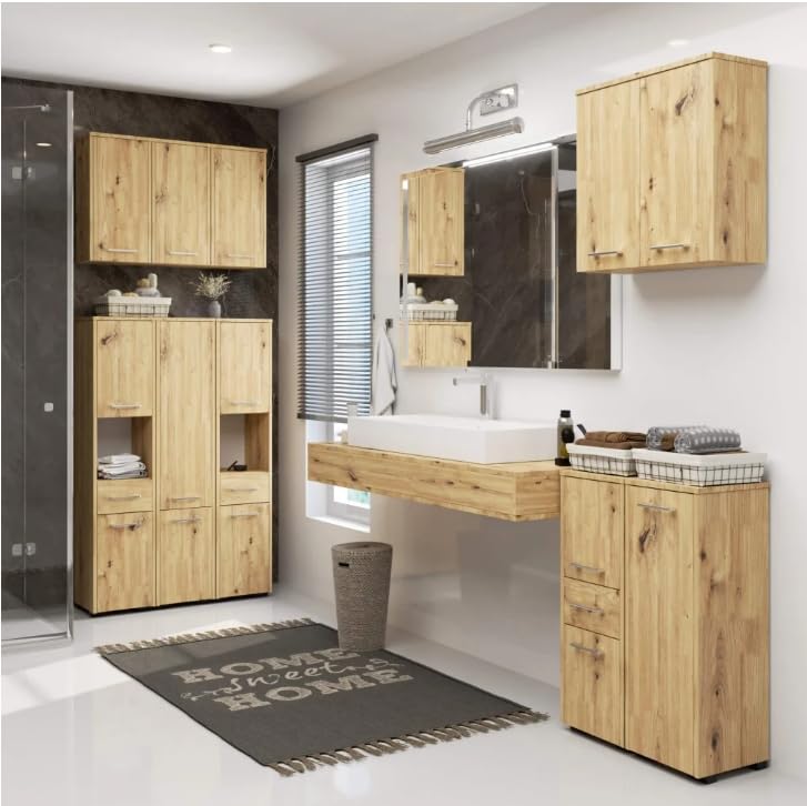 BDW Armoire de Salle de Bain Moderne et Grande capacité de Rangement pour Petits espaces, Universelle, Dimensions : 30 x 85 x 30 cm