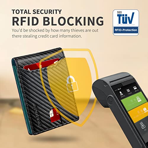 Runbox Wallet For Men Slim 11 Credit Card Holder Slots Leather Rfid Blocking Small Thin Men's Wallet Bifold Minimalist Front Pocket Large Capacity Gift Box Green #TOP4