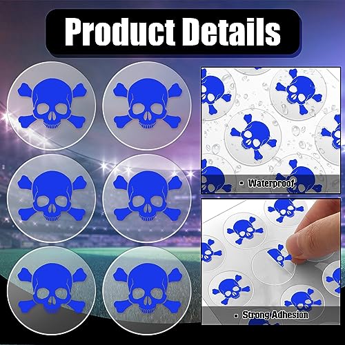 Image of Leinuosen Helmet Stickers Football Baseball Helmet Decals 1-1 /8 Inch Vinyl Sports Football Decals Self Adhesive Hockey Stickers for Hockey, Lacrosse, Batting(Clear Print Blue,Skull)