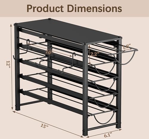 Image of HFHOME Coffee Pod Holder For Counter, Pod Holder for K-cups, 5-tier Metal Coffee Capsule Storage Drawer, 70 Capacity Pods Organizer for Cafe Counter, Home, Office or Kitchen,3 cup rack, Black