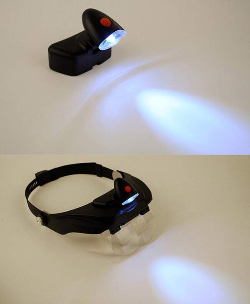 Lente d'ingrandimento per fascia con luce, lenti di ingrandimento per lettura a mani libere con luce 4 lenti staccabili,