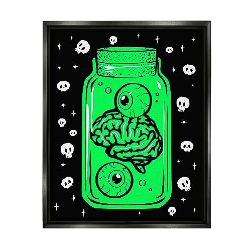 Image of Stupell Industries 'Spooky Specimen Jar'| Floating Frame Canvas Art | Stupell Industries | Black, 17 x 21 Inches, Easy to Hang and Sturdy, Made in USA, by Ziwei Li