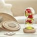 Axlksia Beauty and The Beast Rose Gift for Her, Glass Rose for Woman, Red Silk Rose Lasts Forever in a Glass Dome, Enchanted Rose Gift for Valentine's Day Decorations - Three Roses, Wooden Base