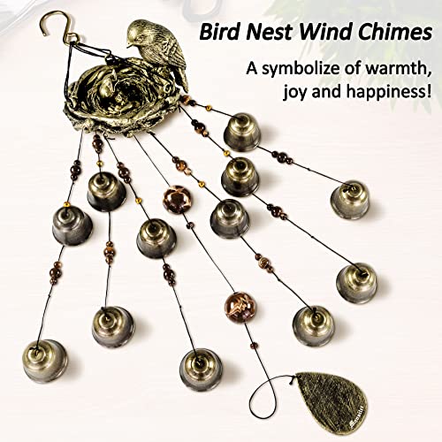 Monsiter Qe Wind Chimes Bird Nest Wind Chime With 12 Bells 3 Hook Outdoor Clearance Windchimes For Mom Grandma Women’s Gift,Memorial Wind Chimes For Outside Deep Tone Patio Porch Garden Backyard Decor #TOP1