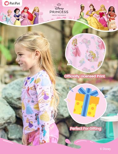 Image of Disney Frozen Elsa Stitch Marvel Toddler Girl Two Piece Long Sleeve UPF50+ Swimsuit Rashguard Sets Bathing Suit