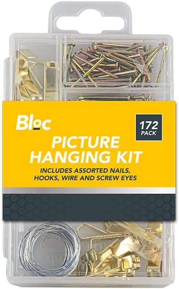 Picture Hanging KIT 172pc - Wall Hanging Artwork Hardware Set - DIY Wall Decor Mounting Kit - Picture Frame Mounting Installation Kit - Hooks, Wire & Screw Eyelets & Nails - Wall Mounting Kit Photo
