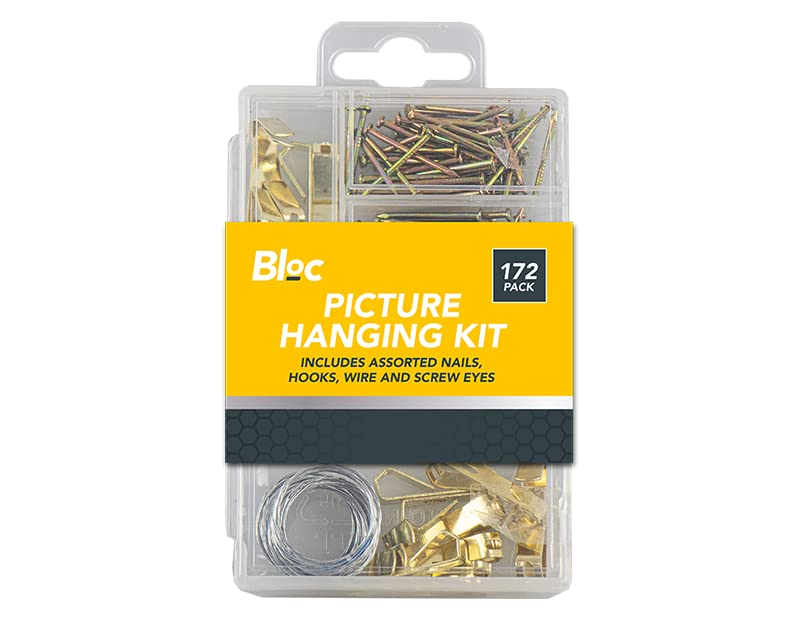 Picture Hanging KIT 172pc - Wall Hanging Artwork Hardware Set - DIY Wall Decor Mounting Kit - Picture Frame Mounting Installation Kit - Hooks, Wire & Screw Eyelets & Nails - Wall Mounting Kit Photo