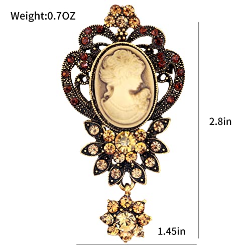 Image of lureme Vintage Elegant Victorian Lady Beauty Cameo with Crystal Brooch Pin (br000017)